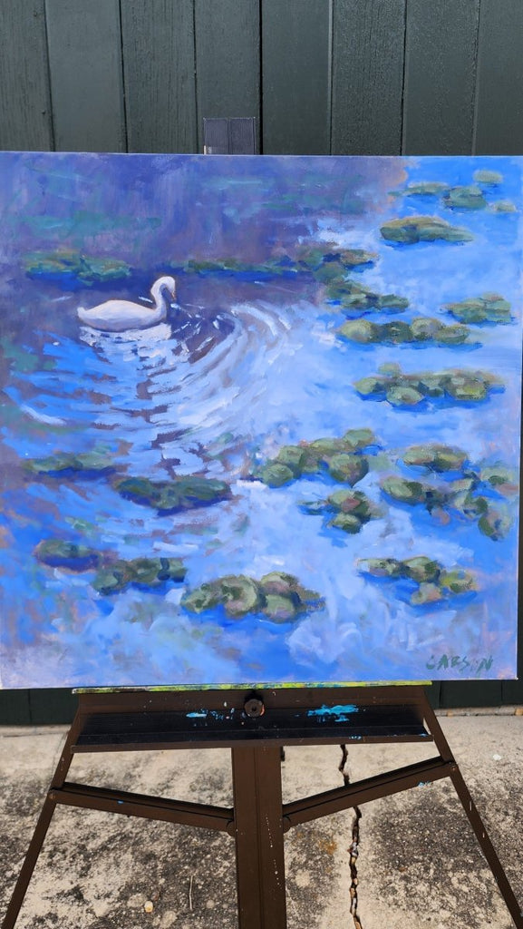 Swan in Blue | 30" h x 30" w - Liza Pruitt
