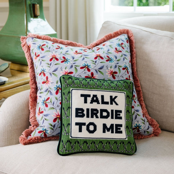 Talk Birdie To Me Needlepoint Pillow - Liza Pruitt