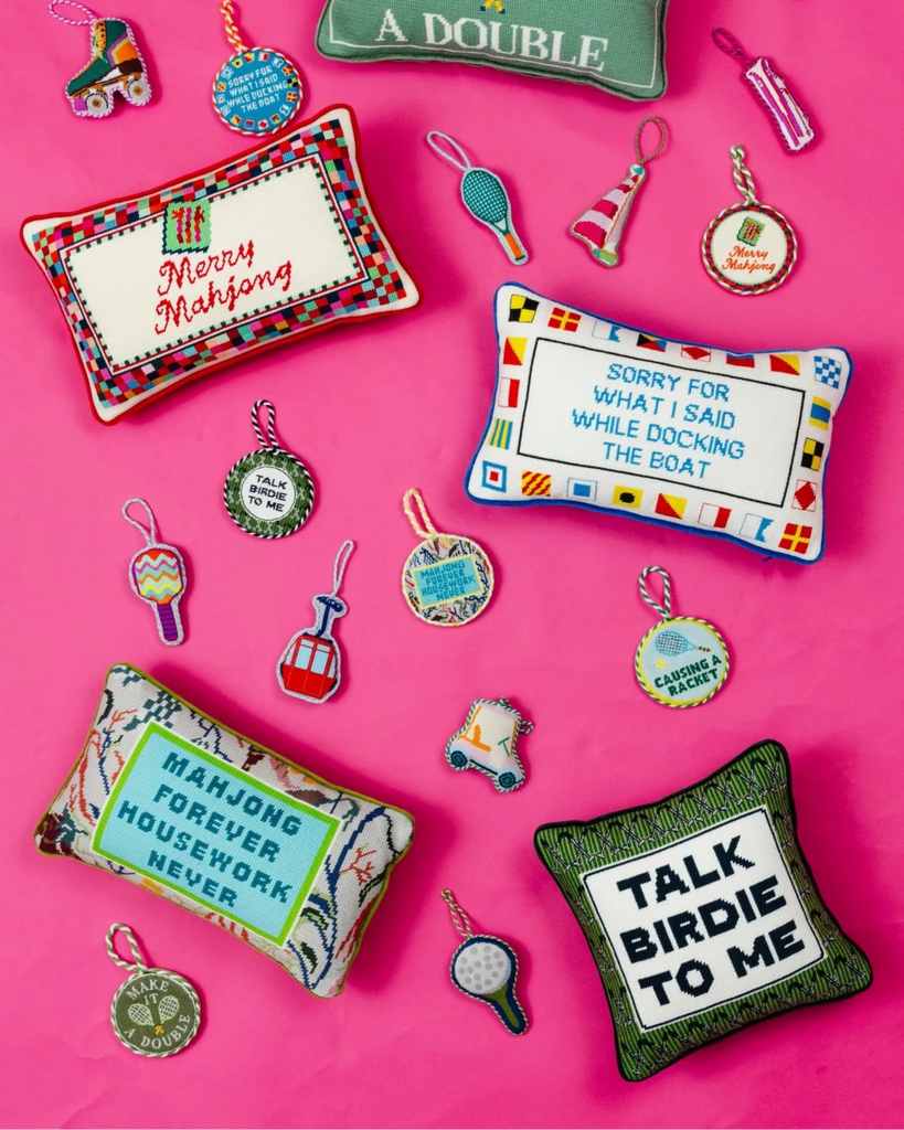 Talk Birdie To Me Needlepoint Pillow - Liza Pruitt