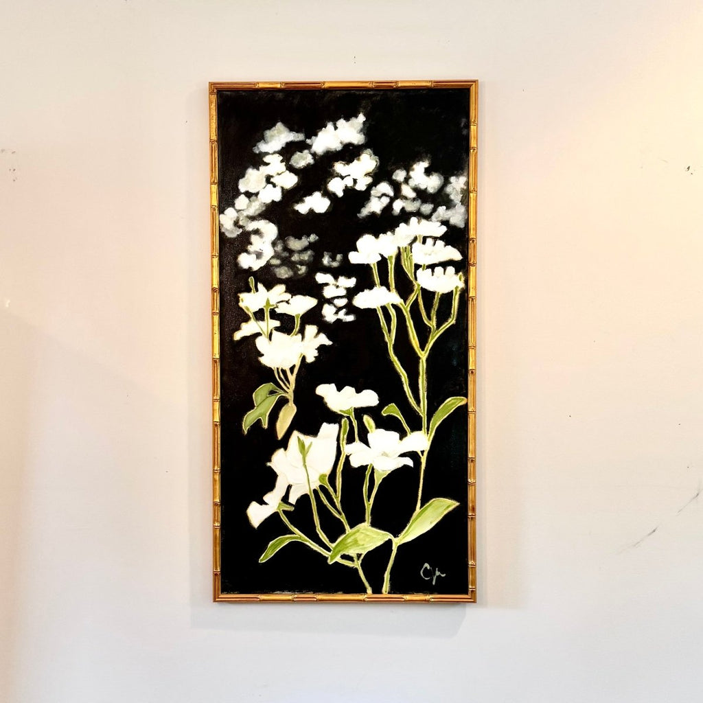 Tall White Flowers in Focus | 40" h x 20" w | Framed - Liza Pruitt