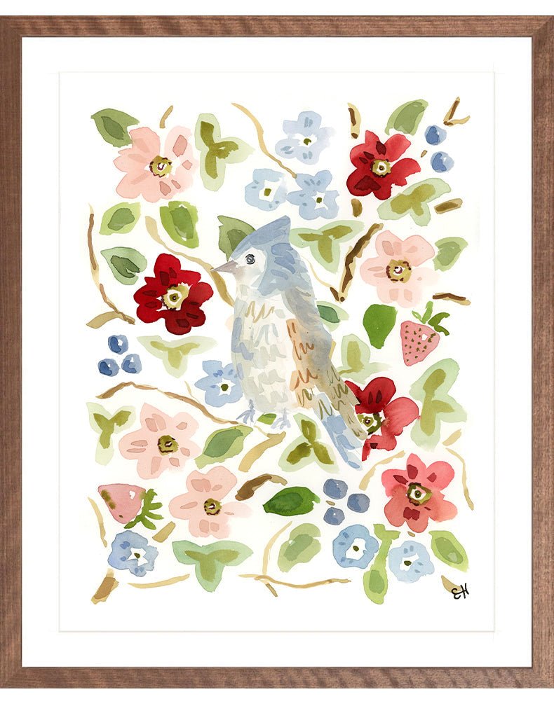 The "Bird in the Berries" Garden Party Series, Fine Art Print - Liza Pruitt