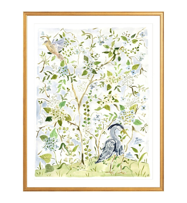 The "Blue Sky Blooms No. 1" Chinoiserie Fine Art Print - Liza Pruitt