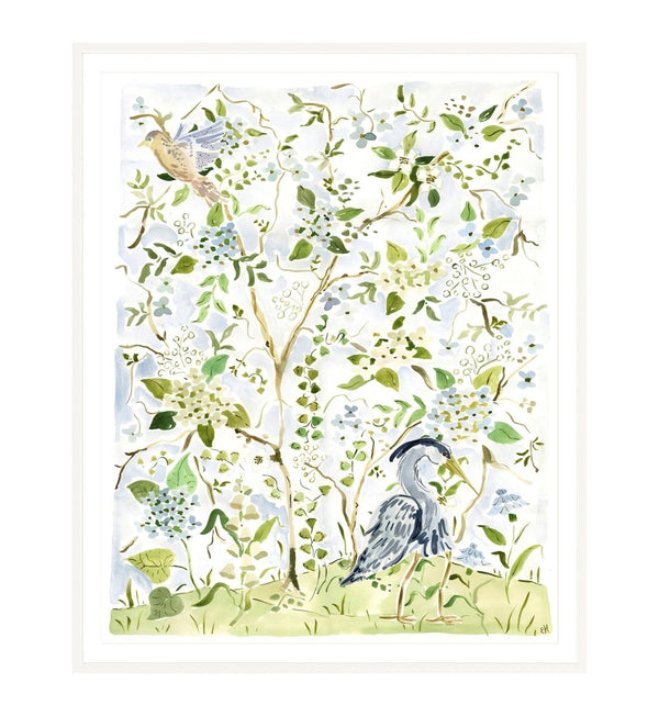 The "Blue Sky Blooms No. 1" Chinoiserie Fine Art Print - Liza Pruitt