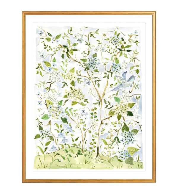 The "Blue Sky Blooms No. 2" Chinoiserie Fine Art Print - Liza Pruitt