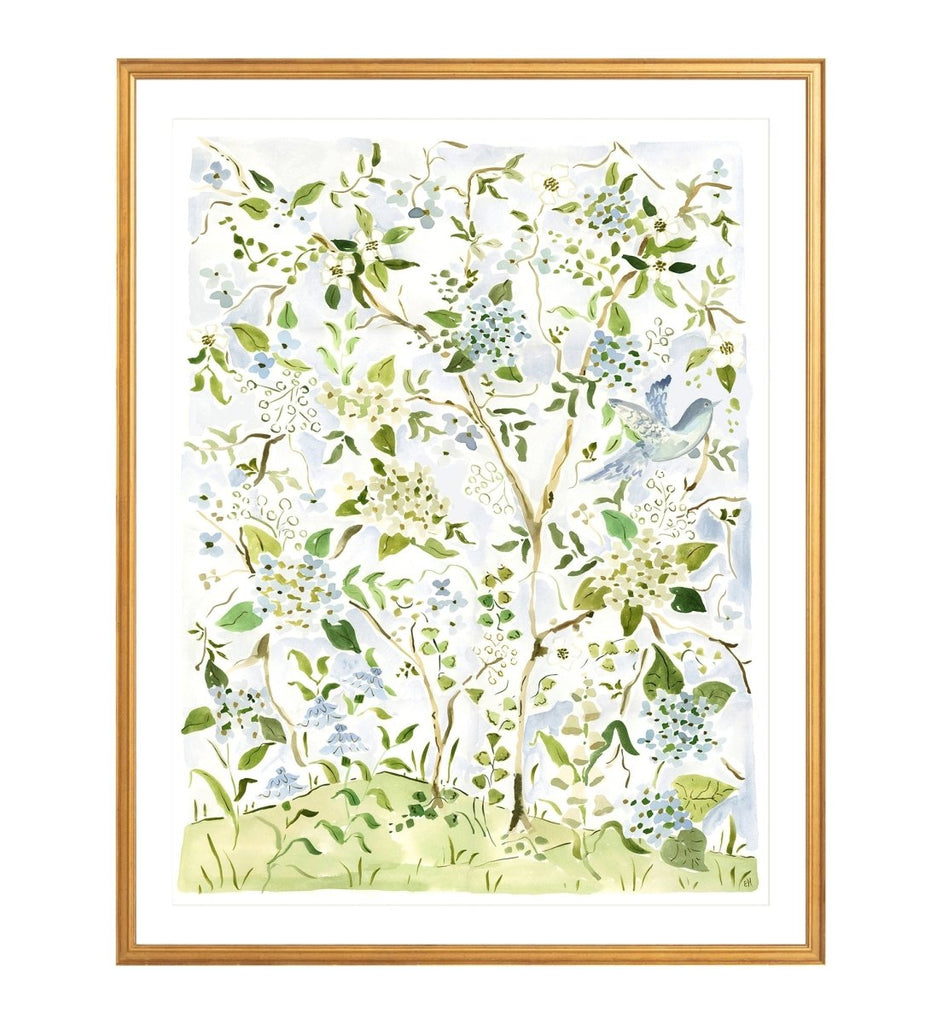 The "Blue Sky Blooms No. 2" Chinoiserie Fine Art Print - Liza Pruitt