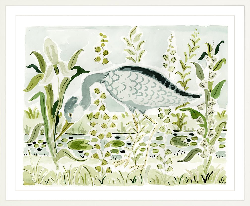The "Heron by the Waterlilies" Fine Art Print - Liza Pruitt