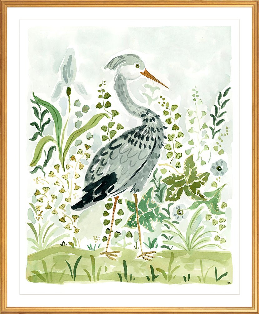 The " Heron in the Ferns" Fine Art Print - Liza Pruitt