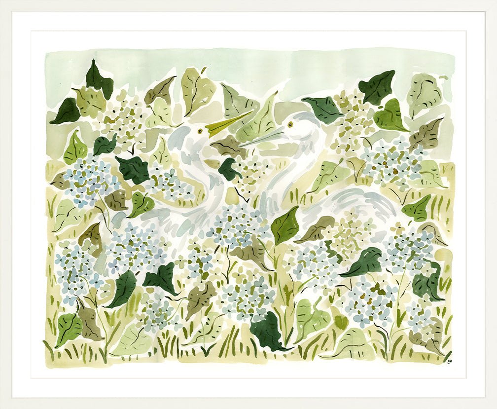 The "Herons in the Hydrangeas" Fine Art Print - Liza Pruitt