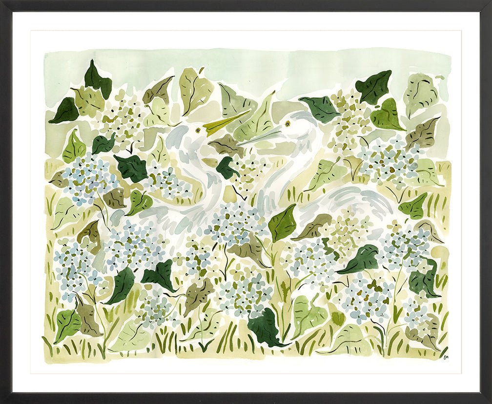 The "Herons in the Hydrangeas" Fine Art Print - Liza Pruitt