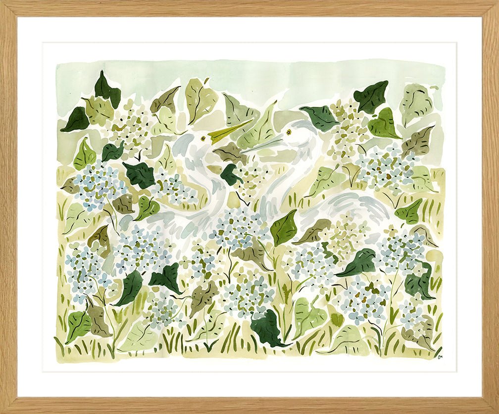 The "Herons in the Hydrangeas" Fine Art Print - Liza Pruitt