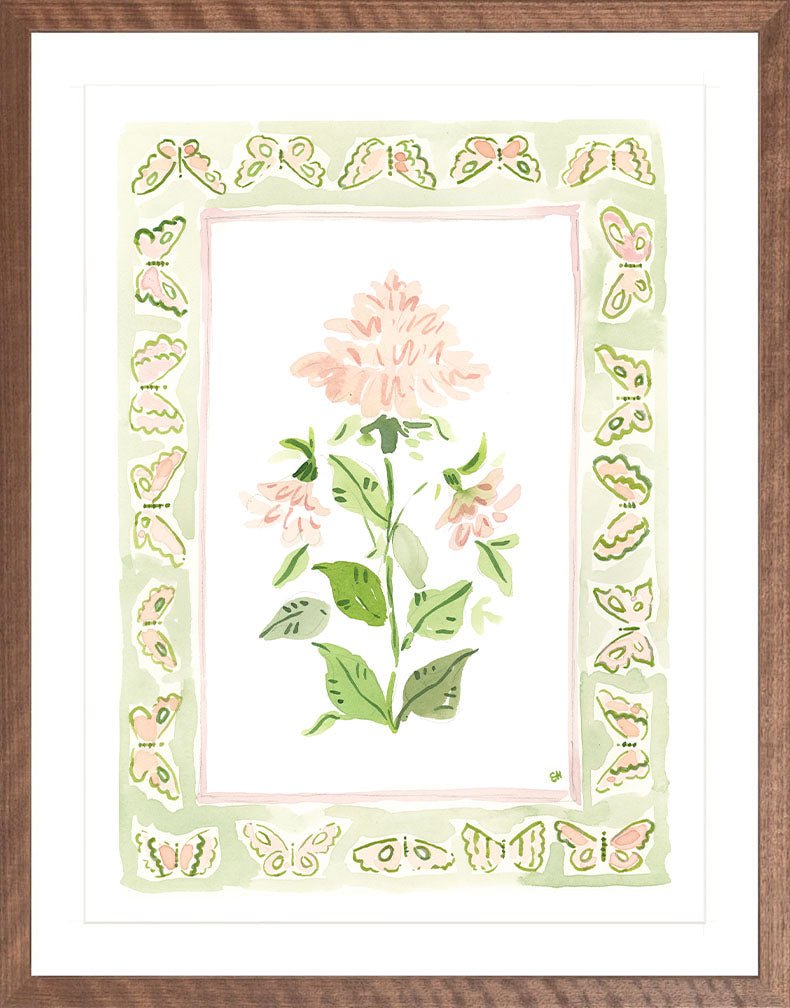 The "Pink Peony Charms" Watercolor Fine Art Print, Flower Charm Series - Liza Pruitt