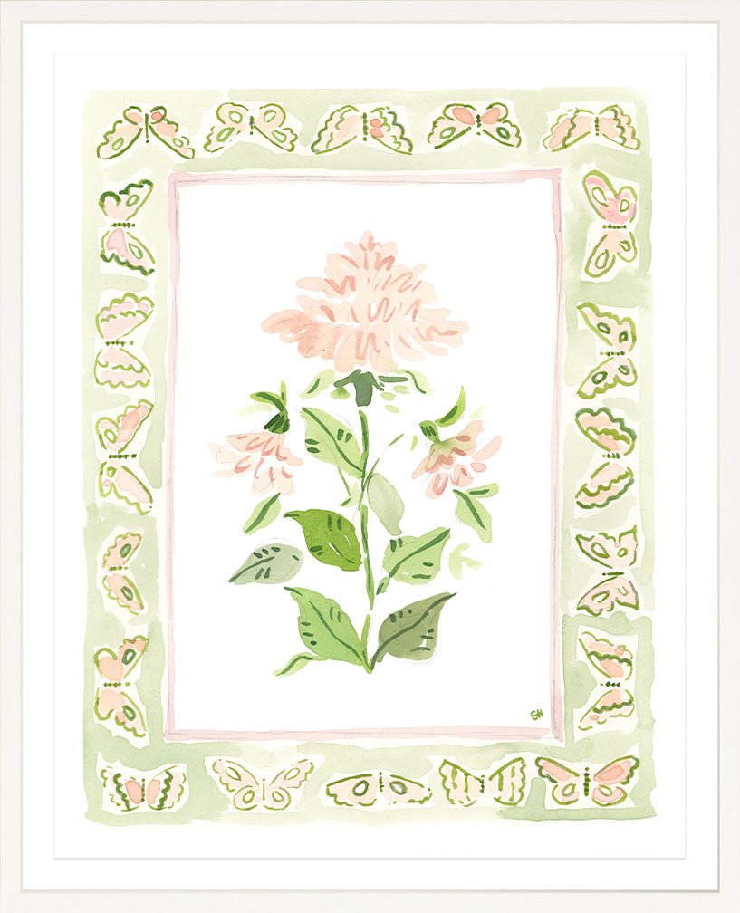 The "Pink Peony Charms" Watercolor Fine Art Print, Flower Charm Series - Liza Pruitt
