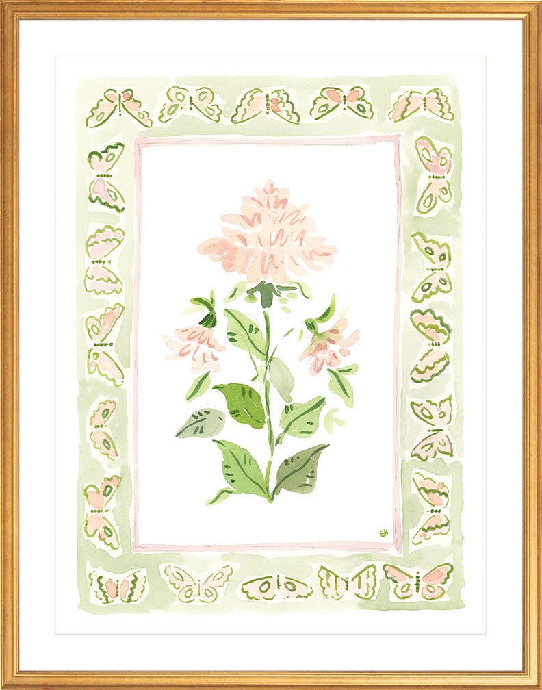 The "Pink Peony Charms" Watercolor Fine Art Print, Flower Charm Series - Liza Pruitt