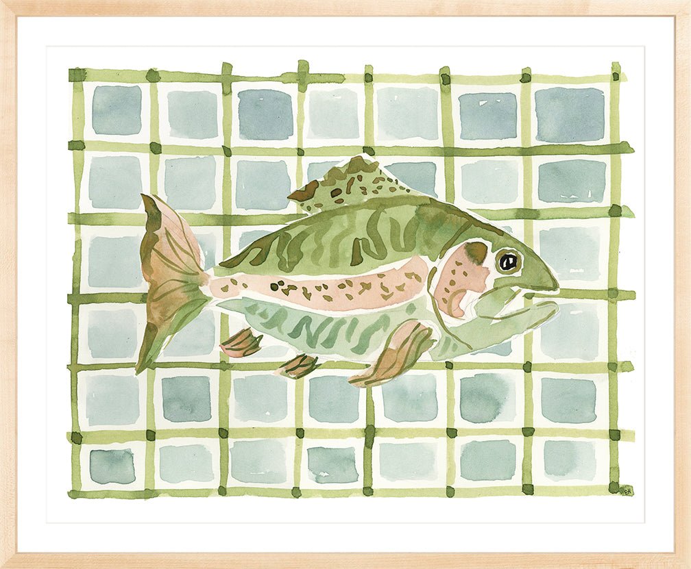 The "Plaid Atlantic Fish" Watercolor Animal Fine Art Print - Liza Pruitt