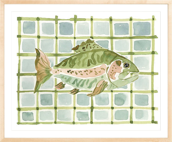 The "Plaid Atlantic Fish" Watercolor Animal Fine Art Print - Liza Pruitt