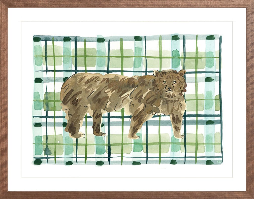 The "Plaid Bear" Watercolor Animal Fine Art Print - Liza Pruitt