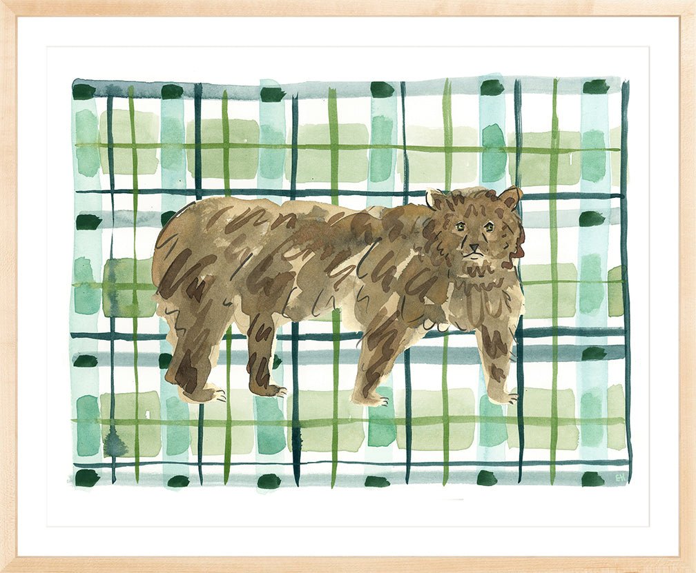 The "Plaid Bear" Watercolor Animal Fine Art Print - Liza Pruitt