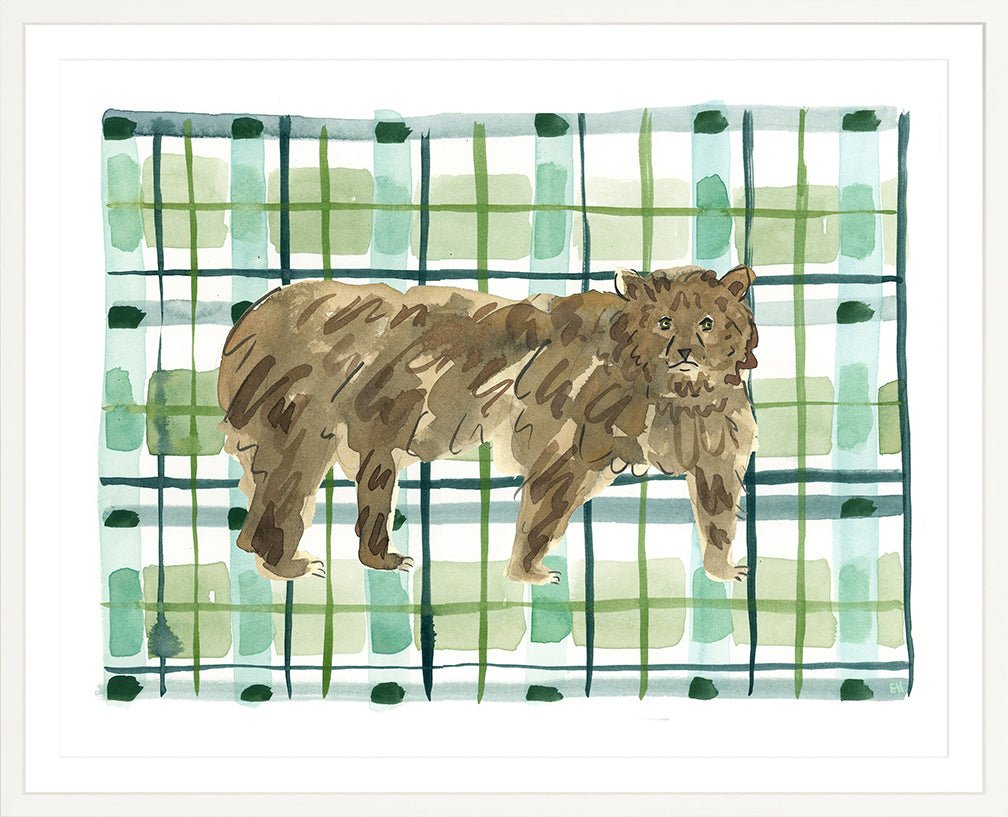 The "Plaid Bear" Watercolor Animal Fine Art Print - Liza Pruitt