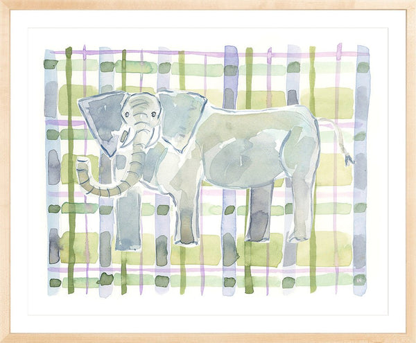 The "Plaid Elephant" Watercolor Animal Fine Art Print - Liza Pruitt