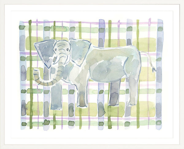 The "Plaid Elephant" Watercolor Animal Fine Art Print - Liza Pruitt