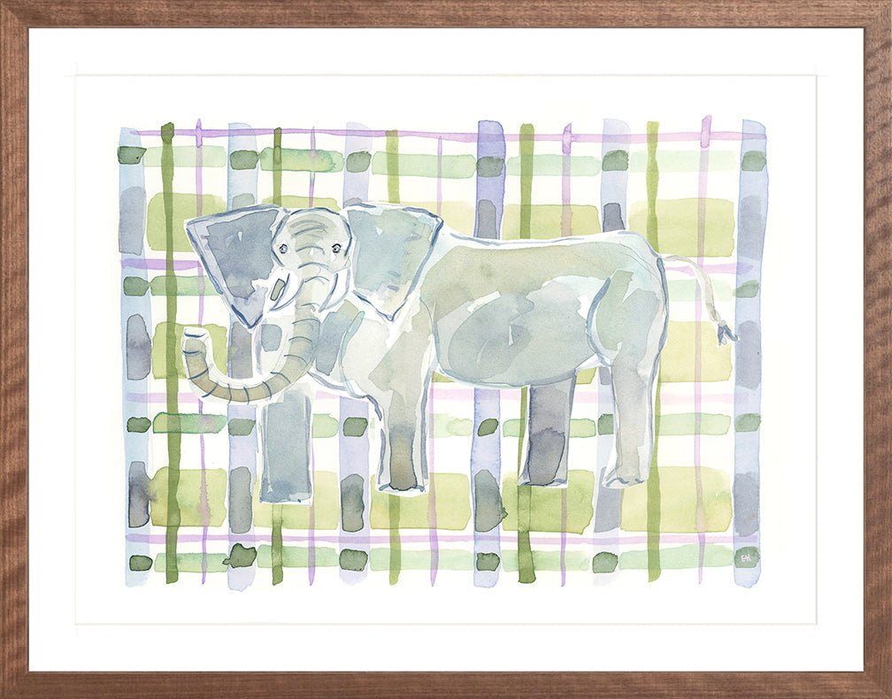 The "Plaid Elephant" Watercolor Animal Fine Art Print - Liza Pruitt