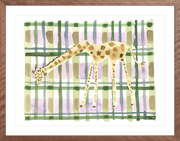 The "Plaid Giraffe" Watercolor Animal Fine Art Print - Liza Pruitt
