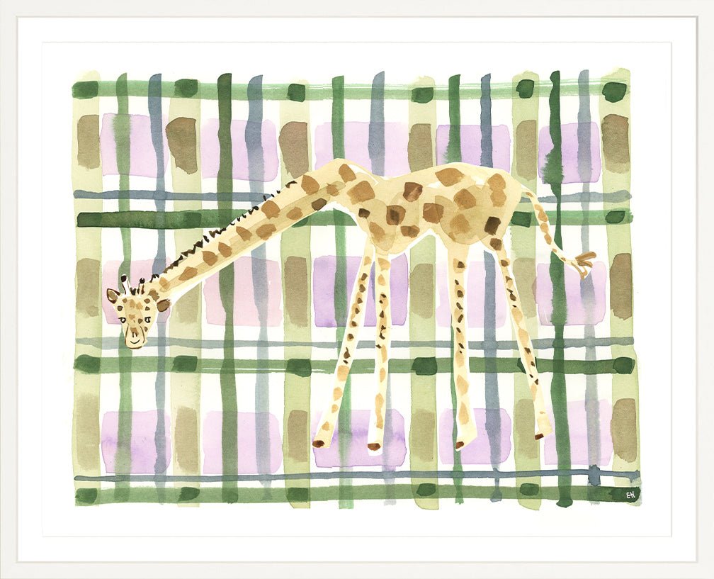 The "Plaid Giraffe" Watercolor Animal Fine Art Print - Liza Pruitt