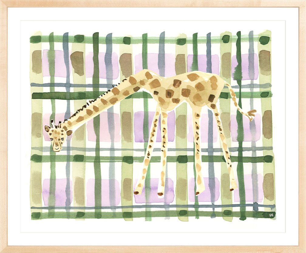 The "Plaid Giraffe" Watercolor Animal Fine Art Print - Liza Pruitt