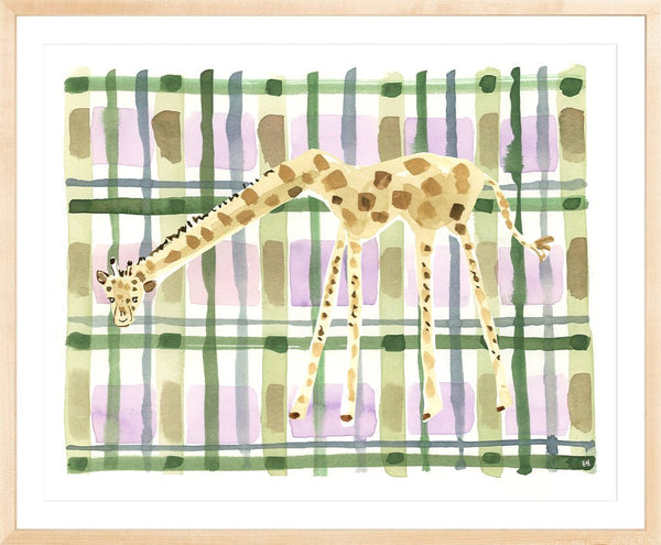 The "Plaid Giraffe" Watercolor Animal Fine Art Print - Liza Pruitt