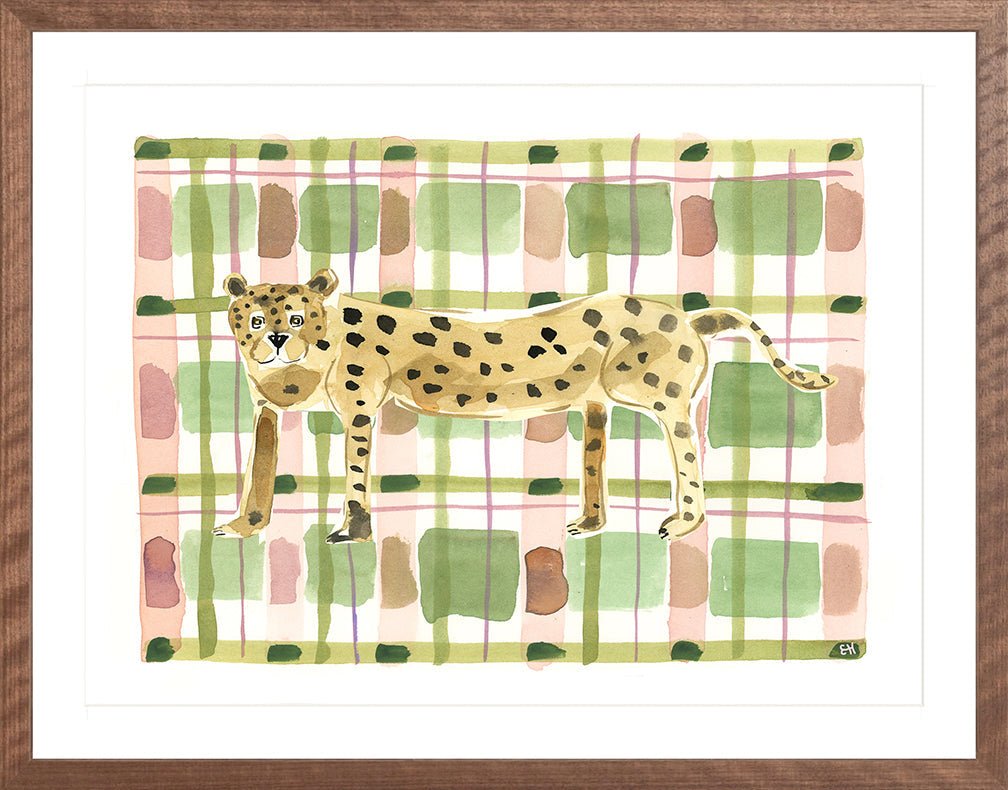 The "Plaid Leopard" Watercolor Animal Fine Art Print - Liza Pruitt