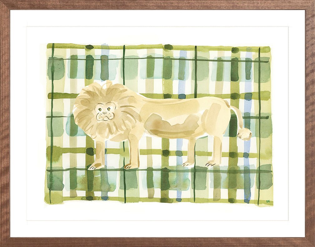 The "Plaid Lion" Watercolor Animal Fine Art Print - Liza Pruitt