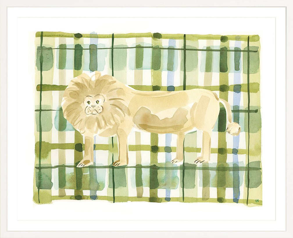 The "Plaid Lion" Watercolor Animal Fine Art Print - Liza Pruitt