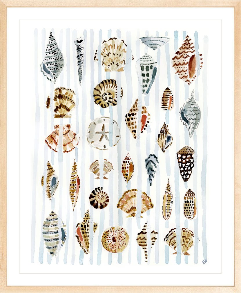 The "Shells and Stripes" Watercolor Fine Art Print - Liza Pruitt