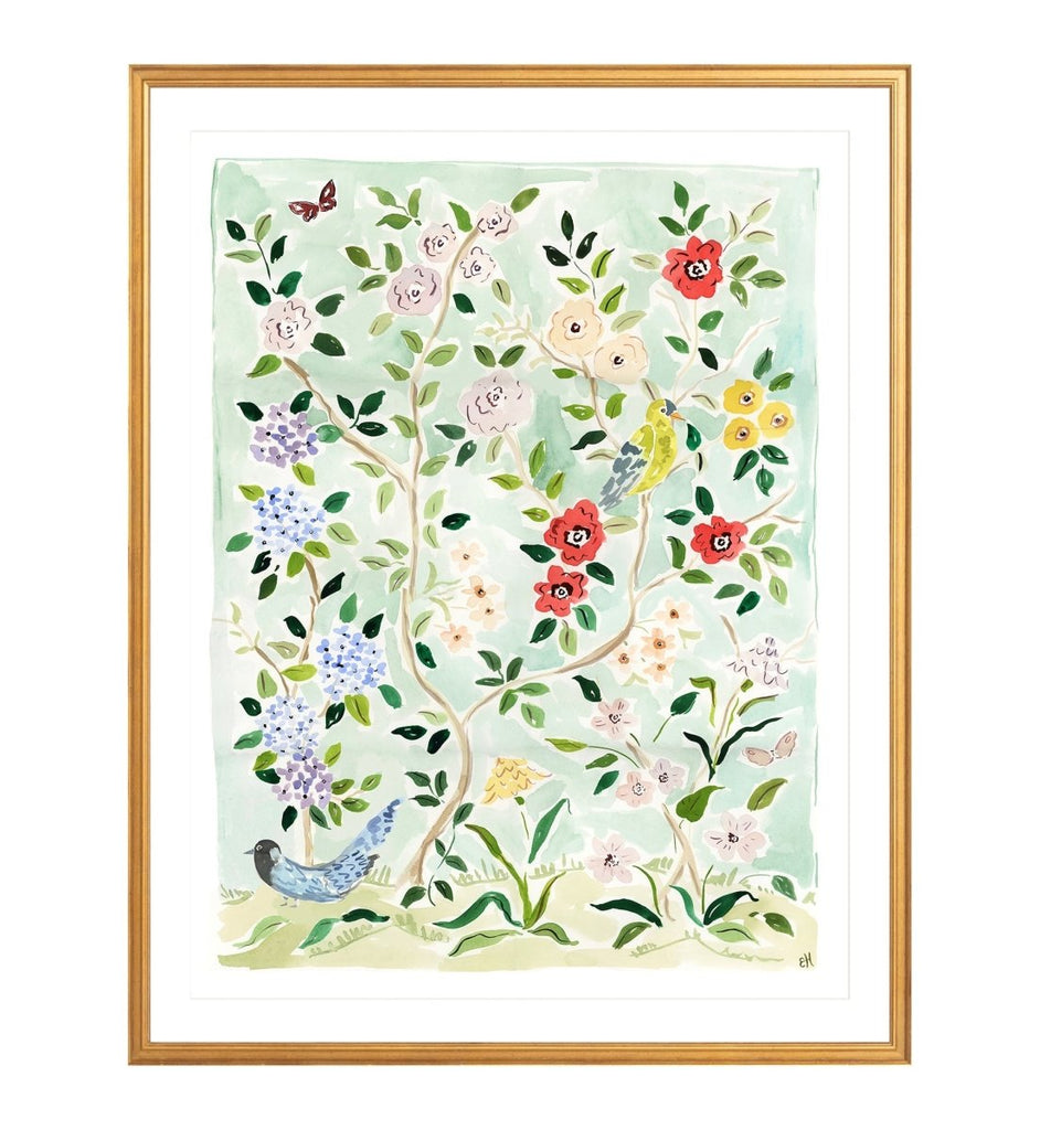 The "Songbird's Garden No. 1" Chinoiserie Fine Art Print - Liza Pruitt