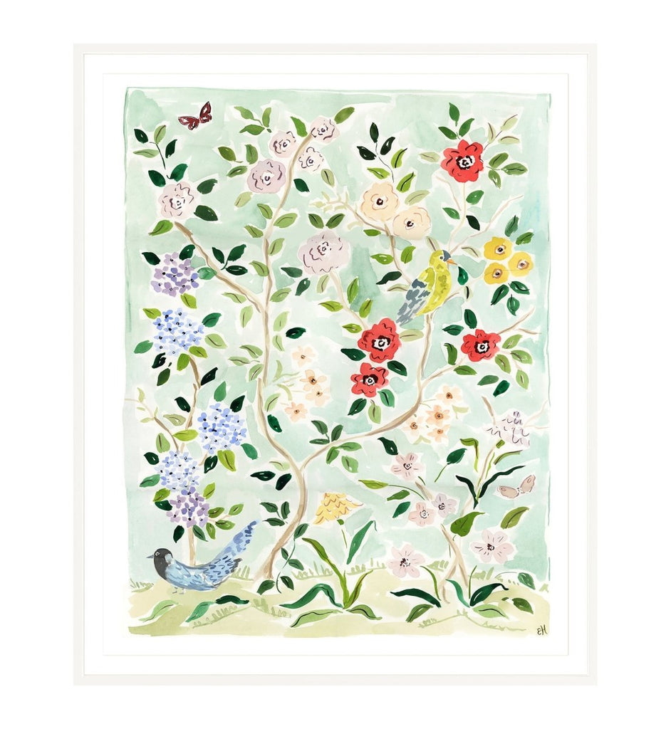 The "Songbird's Garden No. 1" Chinoiserie Fine Art Print - Liza Pruitt