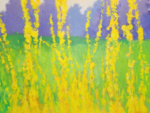 Through the Forsythia | 36" h x 48" w - Liza Pruitt