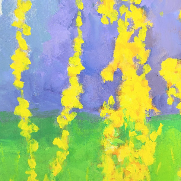 Through the Forsythia | 36" h x 48" w - Liza Pruitt
