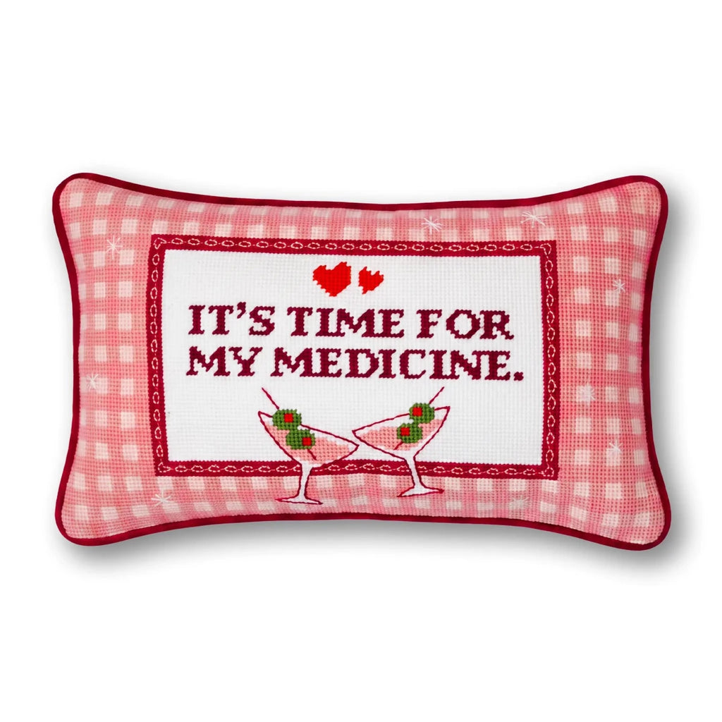 Time for my Medicine Needlepoint Pillow - Liza Pruitt