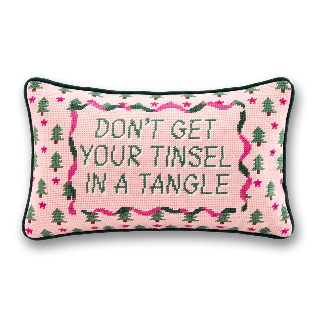Tinsel in a Tangle Needlepoint Pillow - Liza Pruitt