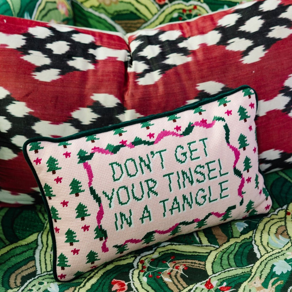 Tinsel in a Tangle Needlepoint Pillow - Liza Pruitt
