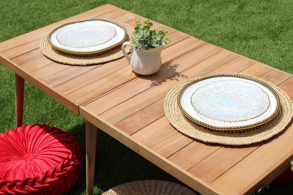 Tous Les Jours Raffia Placemat, Woven crochet tabletop - Liza Pruitt