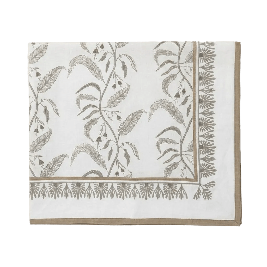 Tuileries Tablecloth Blockprinted Trim - Liza Pruitt