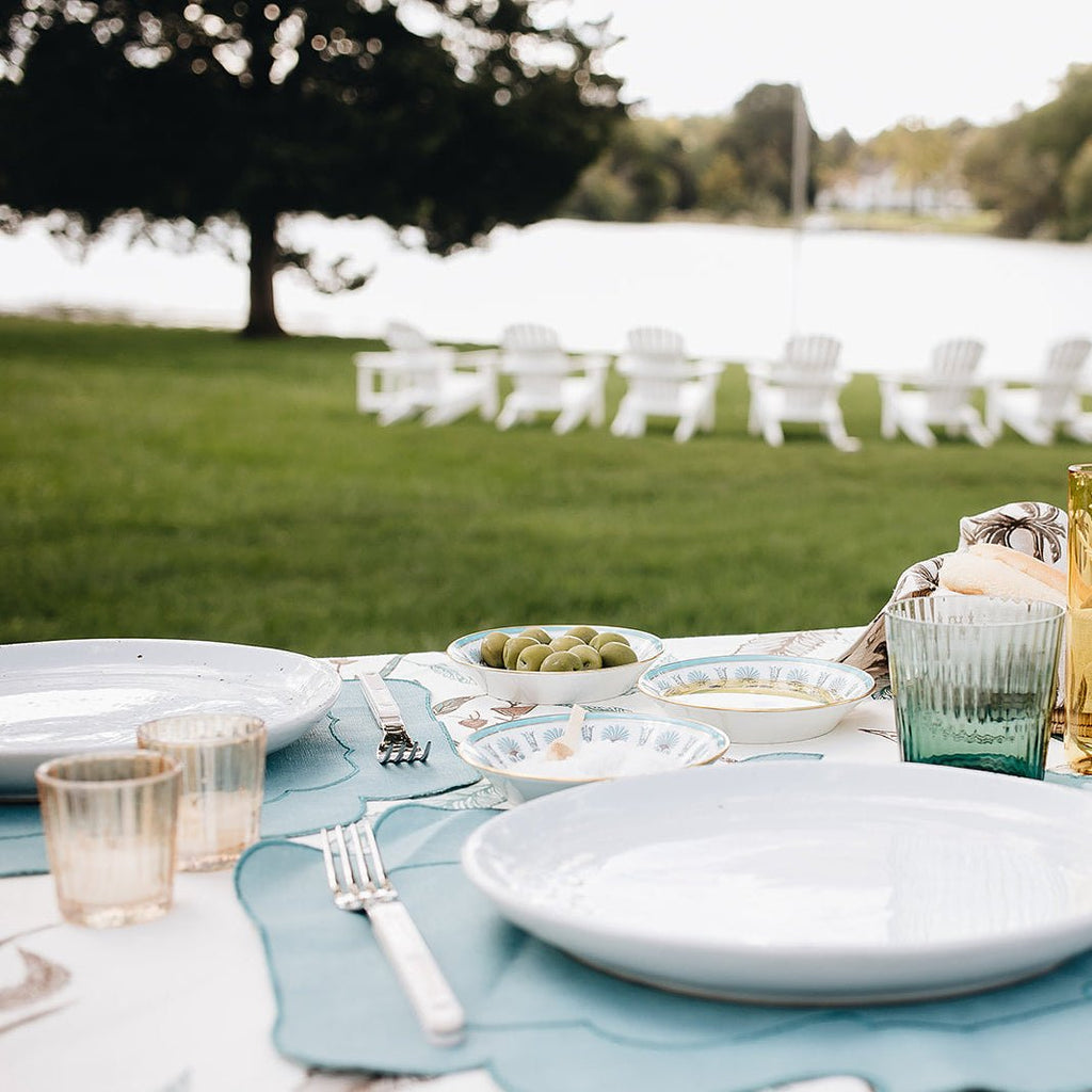 Tuileries Tablecloth Blockprinted Trim - Liza Pruitt