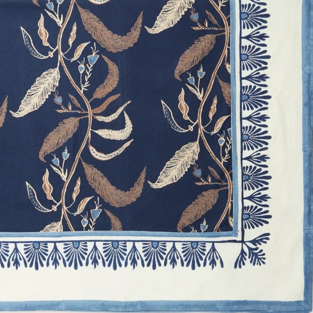 Tuileries Tablecloth Blockprinted Trim - Liza Pruitt