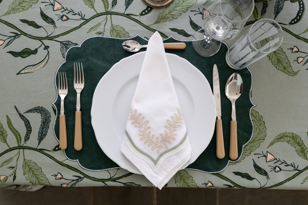 Tuileries Tablecloth Blockprinted Trim - Liza Pruitt