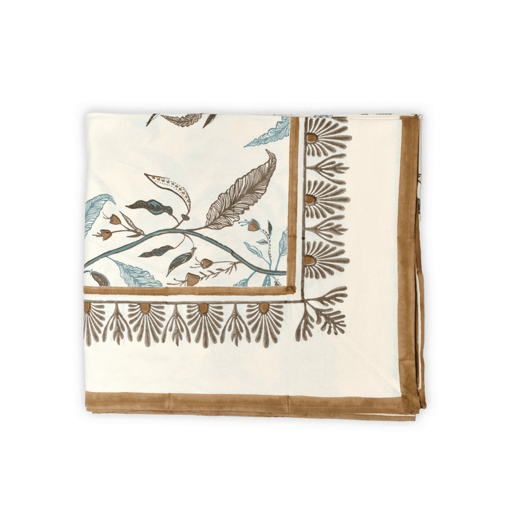 Tuileries Tablecloth Blockprinted Trim - Liza Pruitt