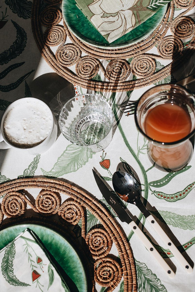 Tuileries Tablecloth Blockprinted Trim - Liza Pruitt