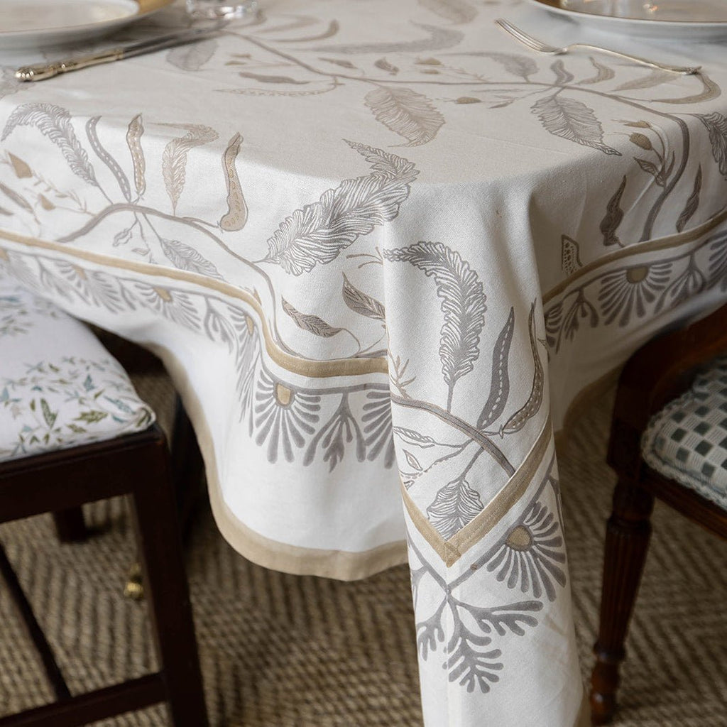 Tuileries Tablecloth Blockprinted Trim - Liza Pruitt