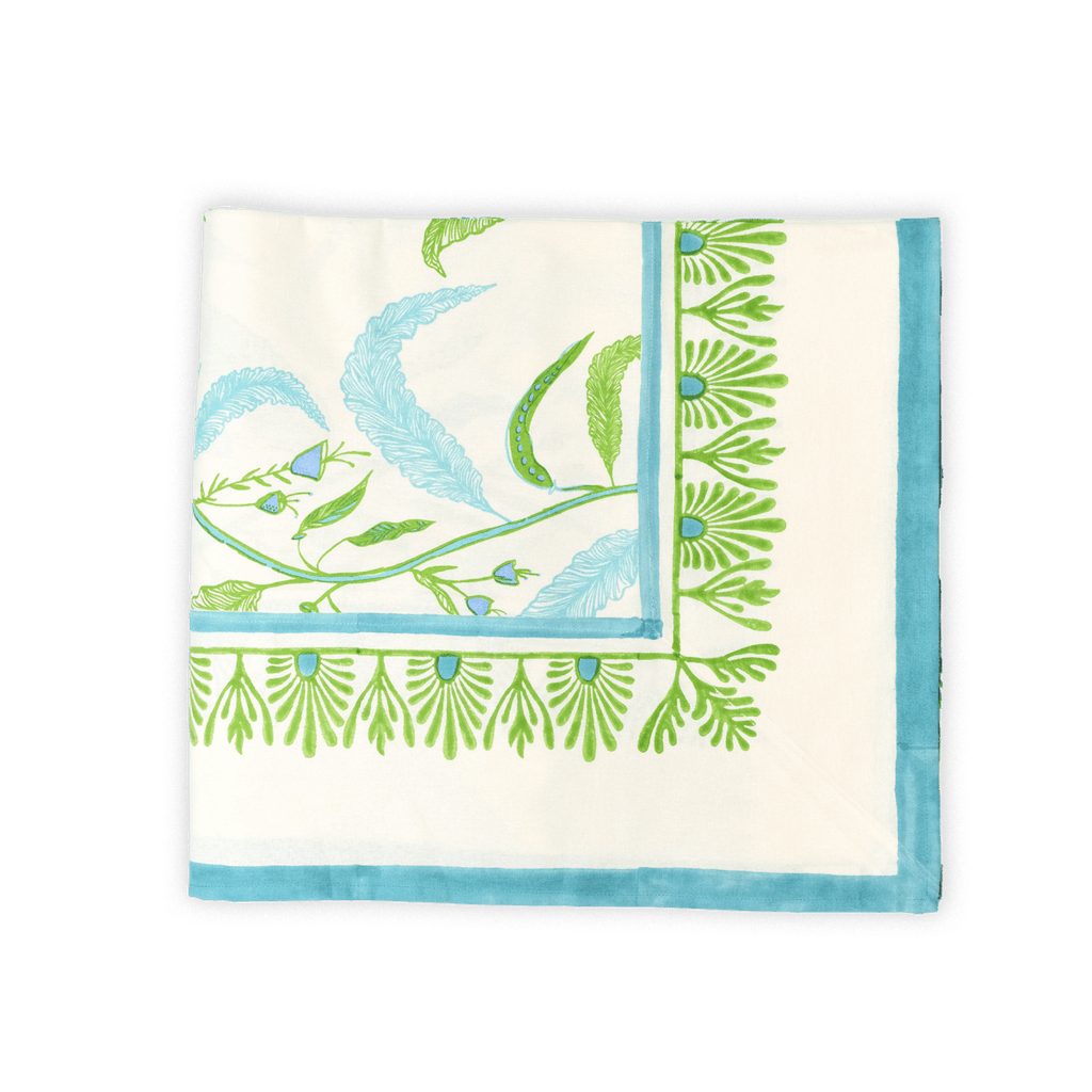 Tuileries Tablecloth Blockprinted Trim - Liza Pruitt