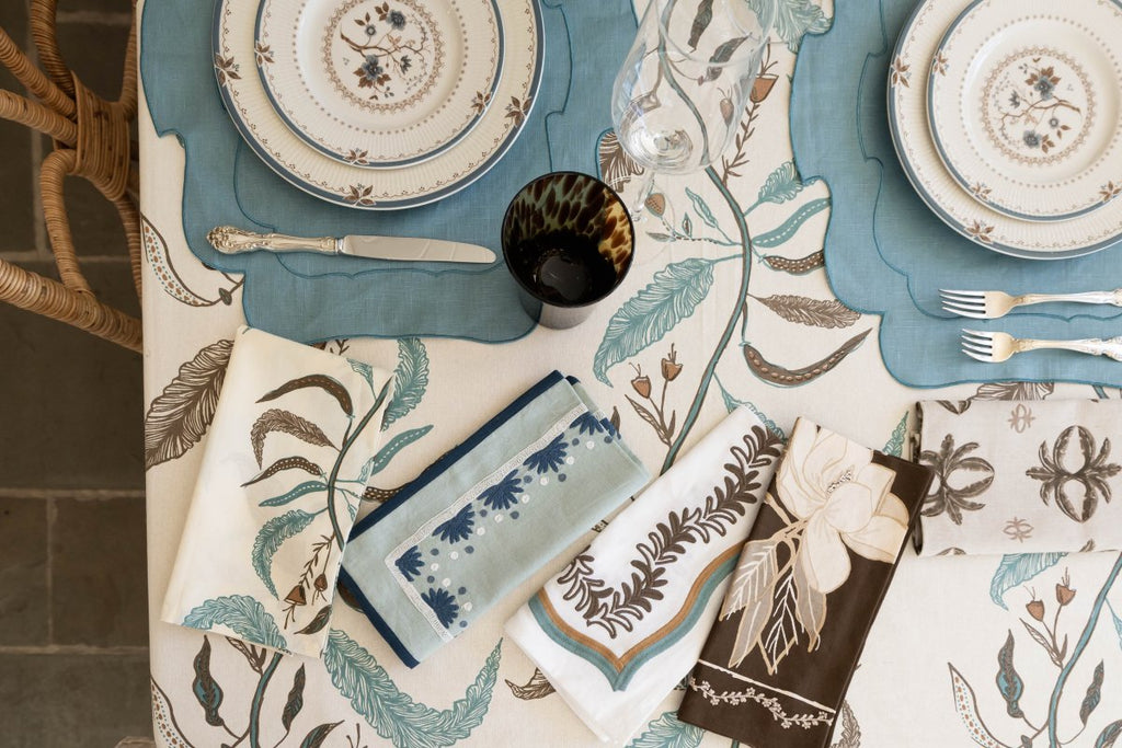 Tuileries Tablecloth Blockprinted Trim - Liza Pruitt